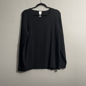 H&M Basic Women's XXL Black Ribbed Long Sleeve Top Stretch Knit